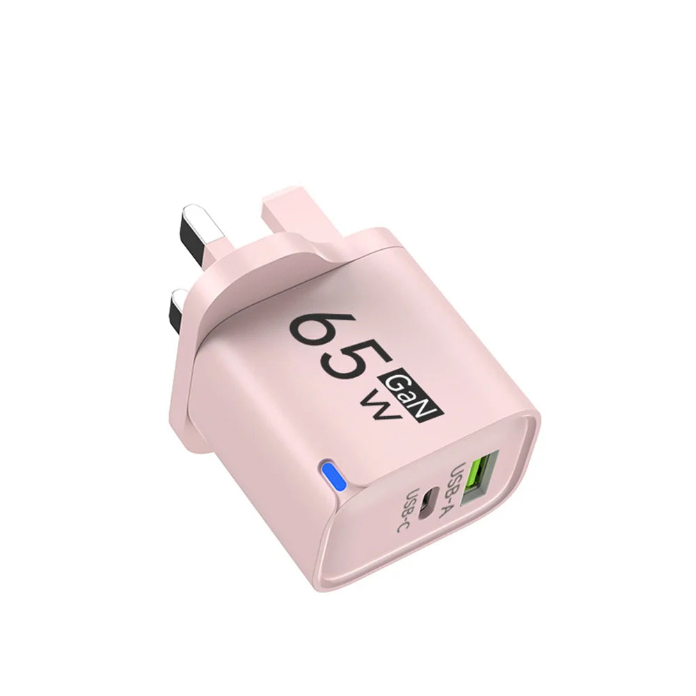 Universal USB Fast Chargers 65W GaN Quick Charger 3.0 USB-A USB-C Fast Charging Chargers PD Wall Charger Adapter For Cellphones