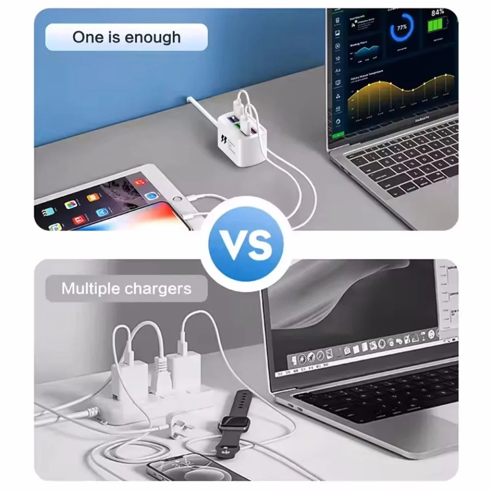 Universal 6 Port USB Charger Power Strip Mobile Phone Charger Wall Adapter Multifunction Electric Socket with 1m Extension Cable