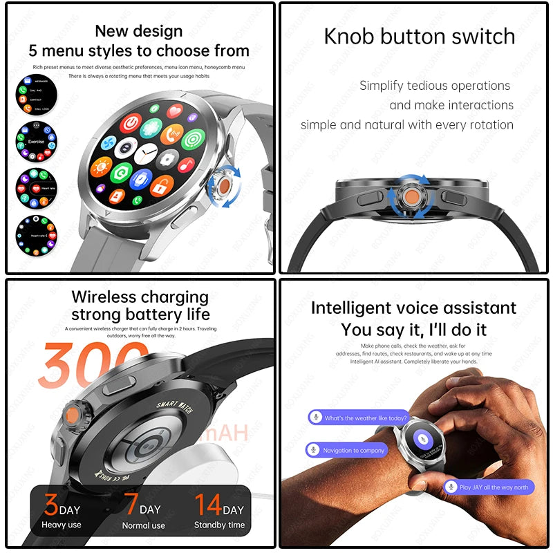 2025 New S4 Ultra Outdoor Sports Smart Watch Men AMOLED Screen NFC GPS Compass Heart rate Waterproof Bluetooth Call SmartWatch