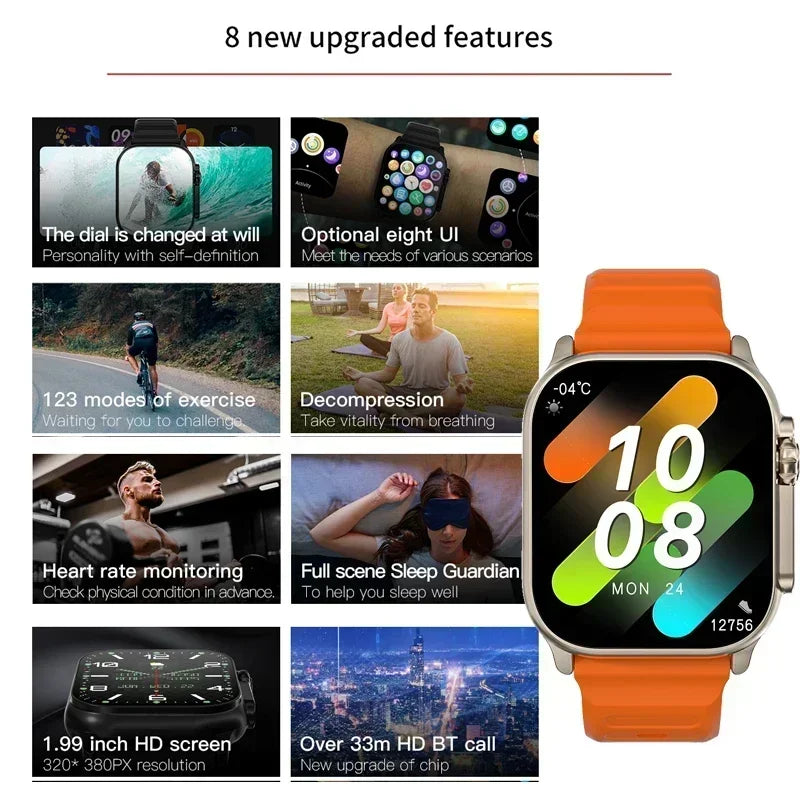 DT900 Ultra 9 Smart Watch 2.09" Big Display 7 Straps Bluetooth Call Fitness Tracker Smartwatch For IOS Android ﻿