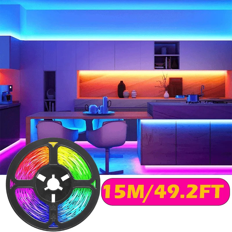 RGB Color Changing LED Strip Lights 12LEDs/M with Remote Control for Bedroom Kitchen Home Decor