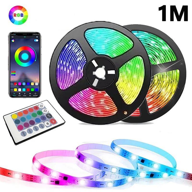 1-30M RGB LED Strip Light 5V USB Bluetooth 24Key Remote Control Flexible Ribbon Color Change LED Lamp Tape For Home Decoration