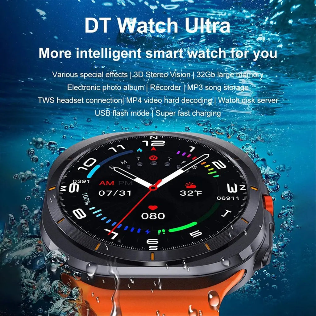 Limited Stock！DT Watch Ultra 47mm Smart Watch Bluetooth Call Compass 3D Menu Wireless Charging Series 7 Smartwatch Black