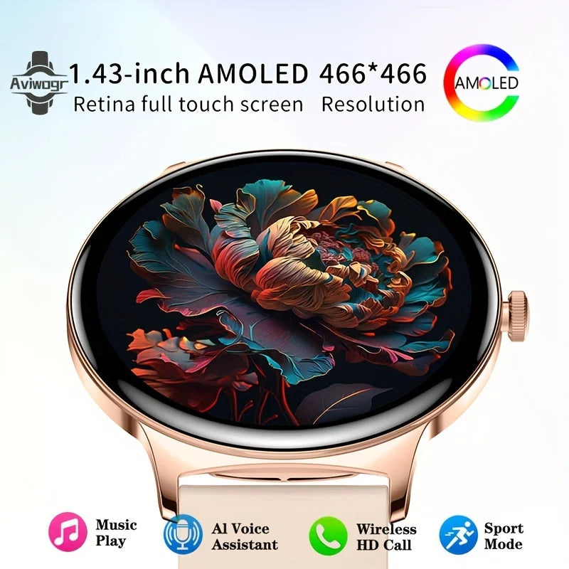 2026 New Ultra Thin1.43 inch HD 360*360 TFT Women Smart Watch Fitness Tracker Sports Bracelet Bluetooth Call Fashion Smart watch