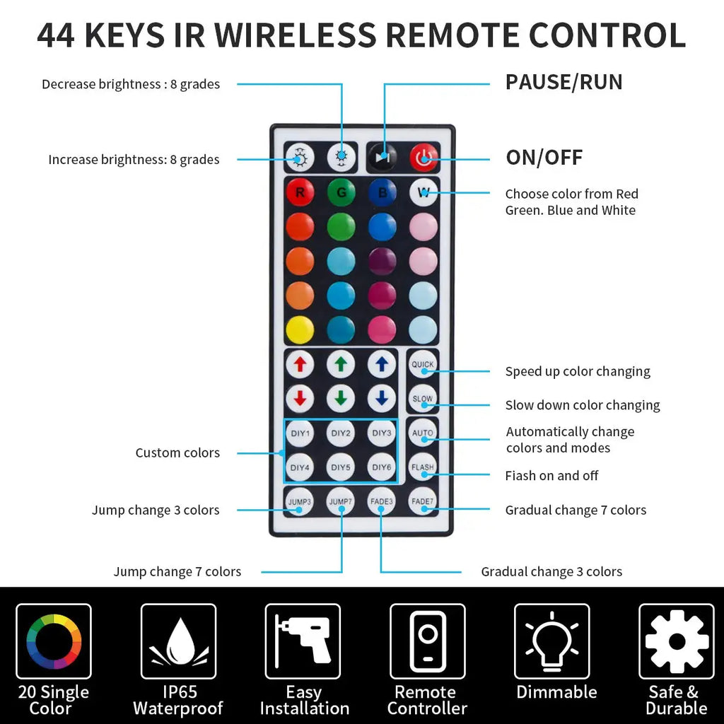 5050 16/LED Strip Lights Bluetooth App IR Control RGB USB Bright Best Suit For Bedroom TV Wall And Living Room Decoration Party