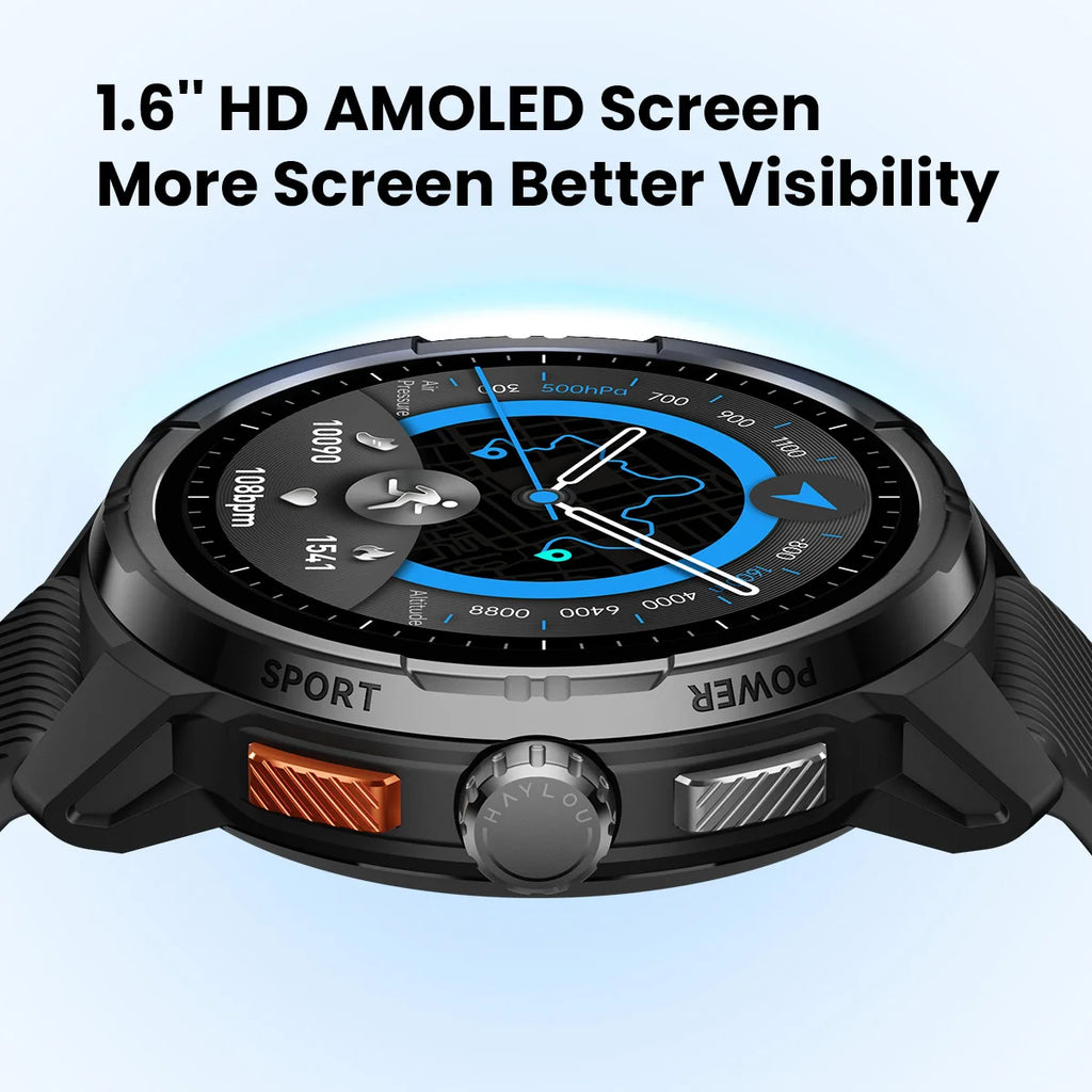 HAYLOU Solar Ultra GPS Smartwatch 1.6” AMOLED Display 5ATM Waterproof Built-in GPS Bluetooth Phone Calls Sports Smart Watch