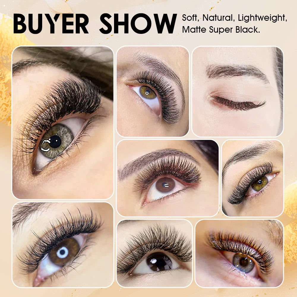 MASSCAKU 3D 4D 5D 6D 7D 8D 10D W Shaped Eyelash Natural Soft Lightweight Individual W Style Premade Fans Eyelashes Extensions