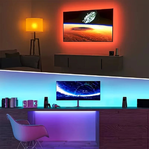 2835 LED Strip Light RGB Rope Lights Self-Adhesive Cuttable Battery Powered for TV/PC Backlighting Gaming Room Decoration