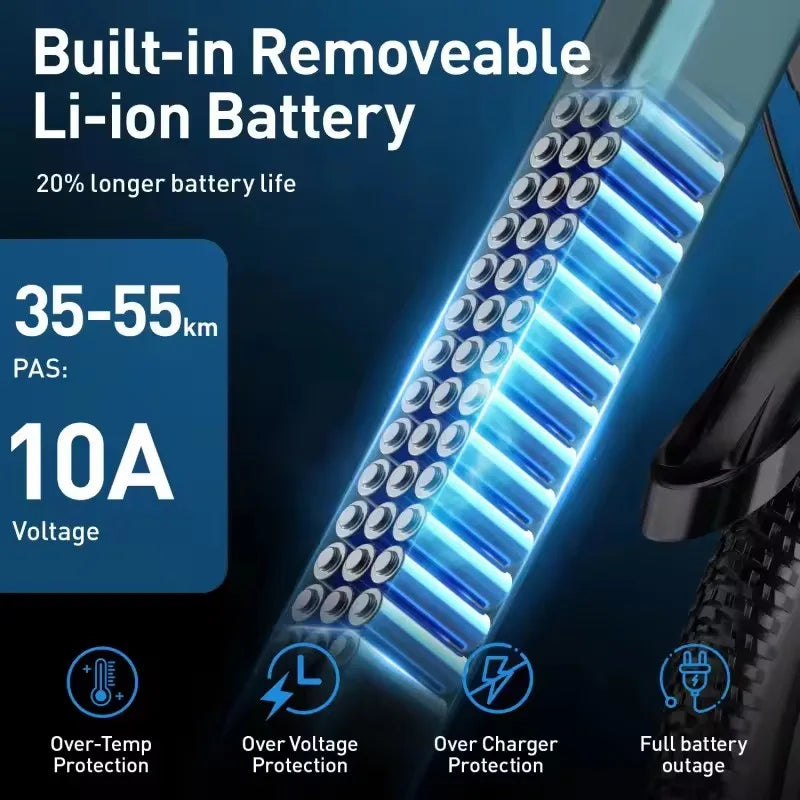 24-inch electric bicycle with 500W power 36V 10AH safety battery makes it easy and labor-saving for adults to ride E-bike