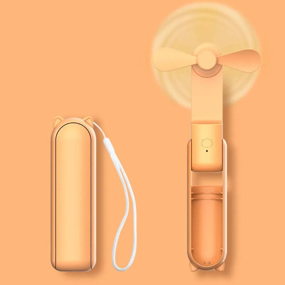 USB Rechargeable Portable Mini Handheld Fan 3 Speed Adjustable Small Pocket Fan Cute 2000mAh Strong Wind Electric Fan Travel
