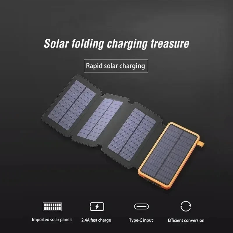 OnePlus 200000mAh Solar Powerbank Portable Folding Solar Panel USB Output Fast Charging Outdoor Camping Waterproof Sun Powerbank