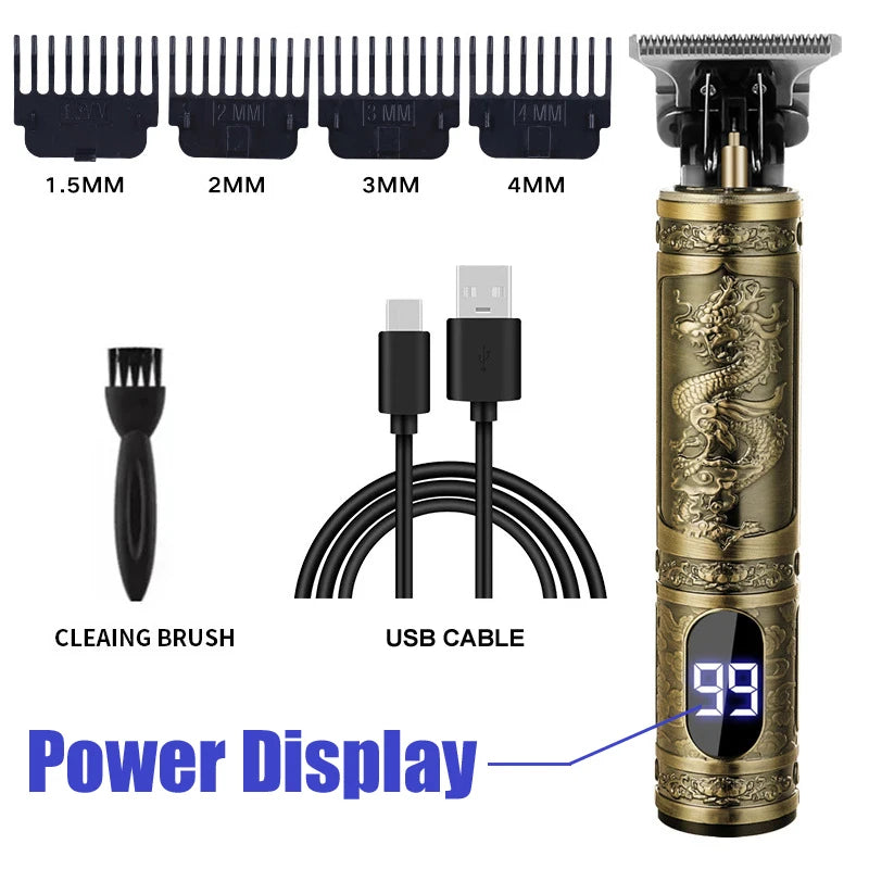 T9 Vintage USB Hair Clipper Professional Trimmer Cordless Haircut Machine Shaver Rechargeable Hair Trimmer Adjustable Barber