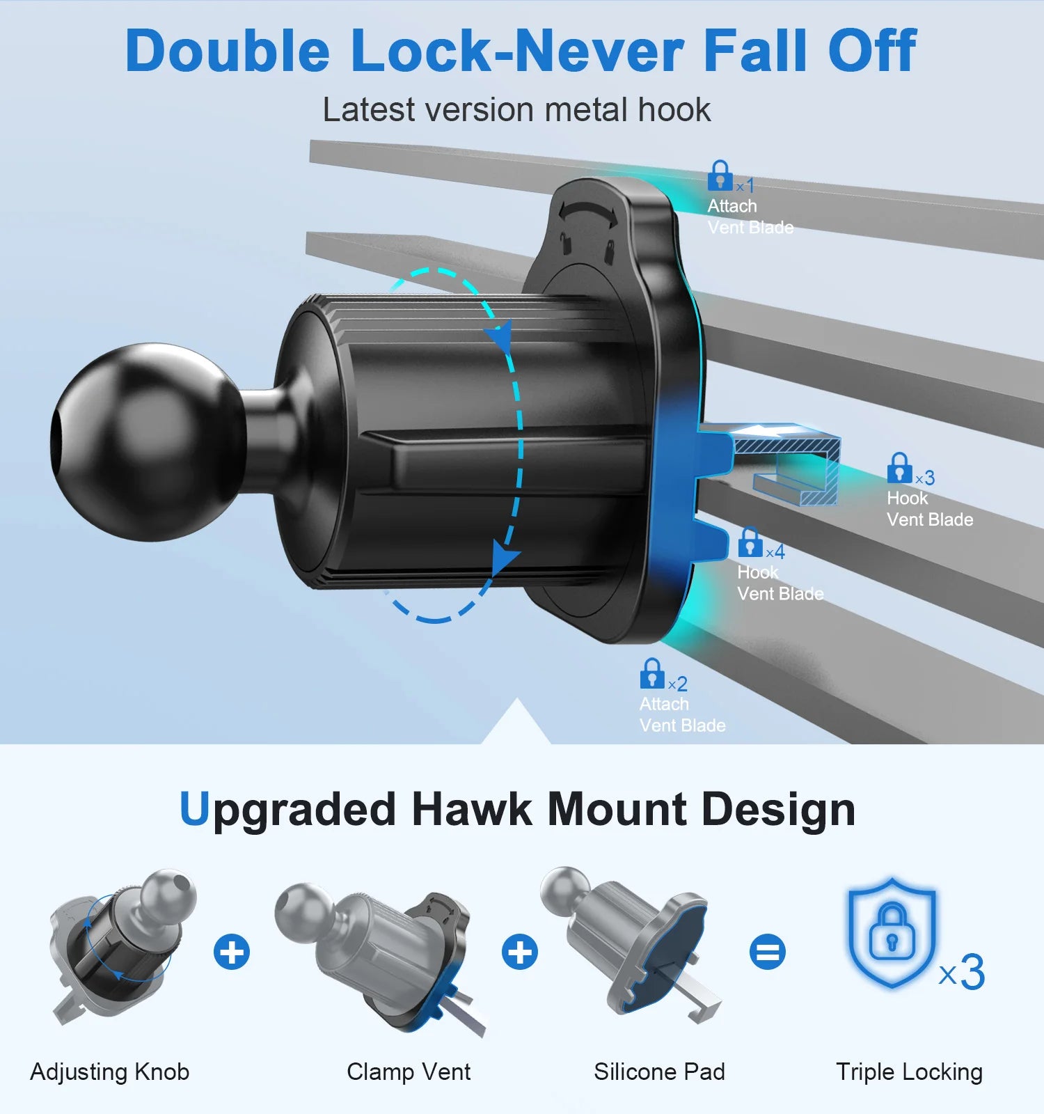 Magnetic Car Phone Holder Vent 2025 Upgrade 6X Strong Magnets, Universal Mobile Phone Mount Hook, 360 Rotating Air Vent Cradle