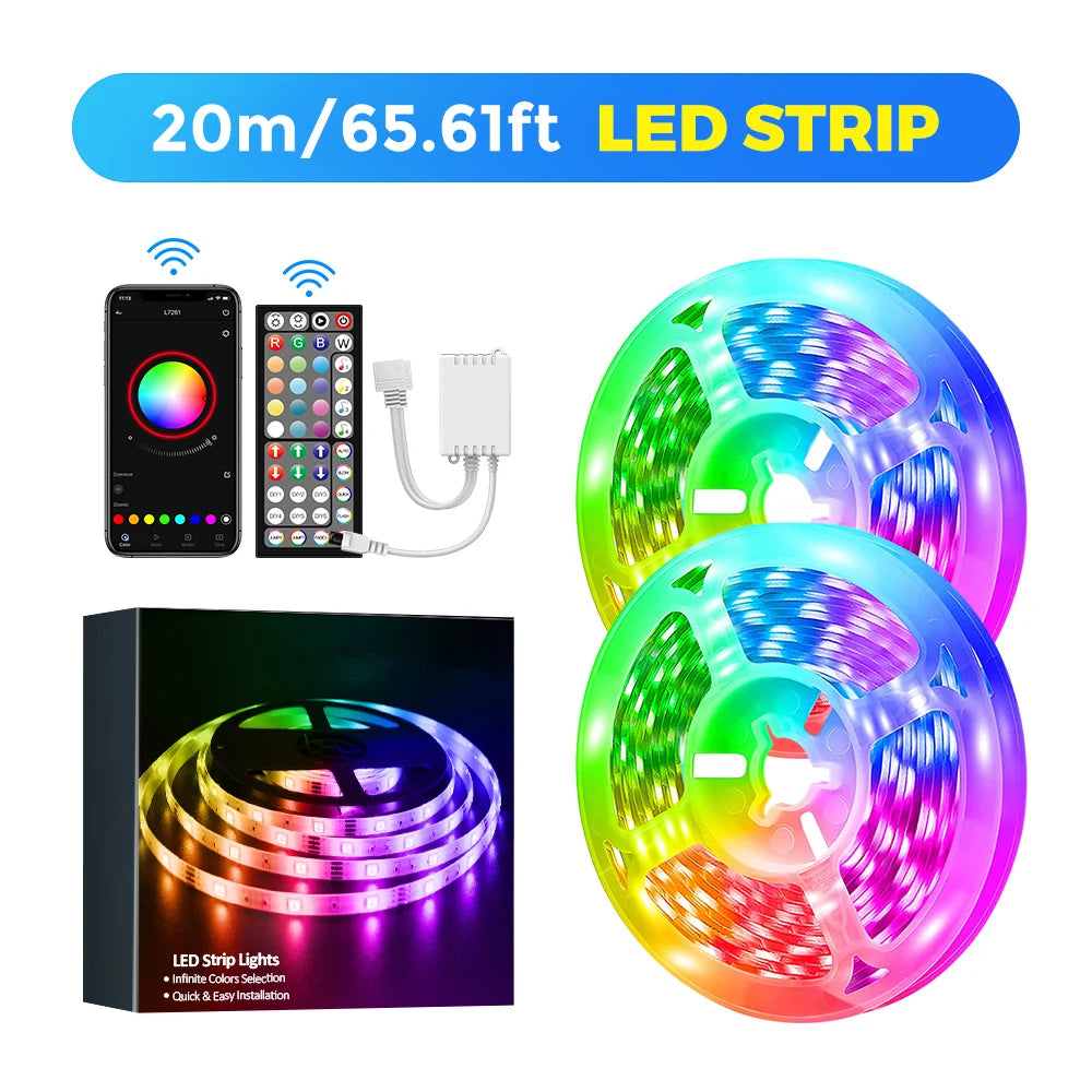 RGB Led Strip Lights 5050 DC12V  Bluetooth Controller Ribbon Tape for Colorful Children in Room Christmas TV Backlight Band