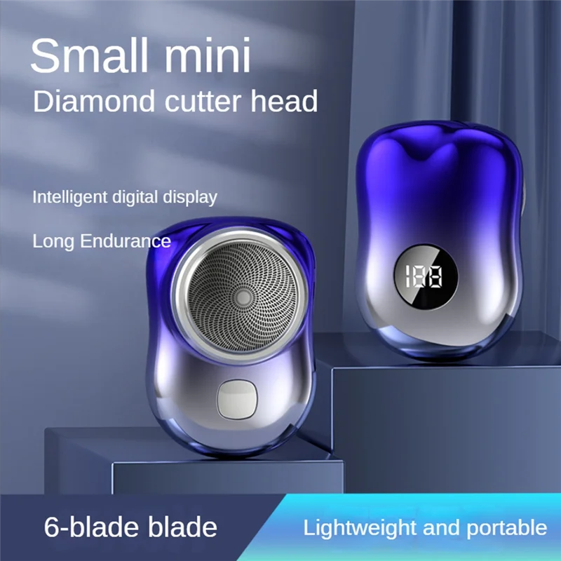 B06B-Portable USB Electric Mini Shaver For Men Pocket Electric Shaver Beard Trimmer Digital Display (C)