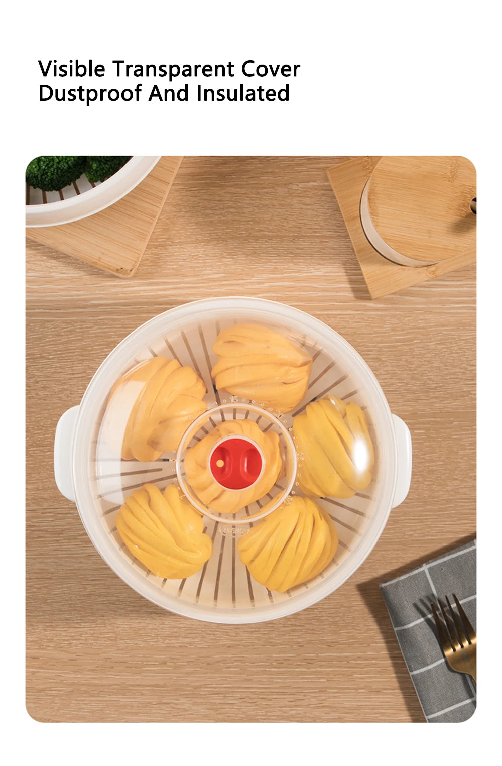 COOKER KING Microwave Heating Steamer Household Large Capacity Steamer Kitchen Steamer Box Steamer Rack Can Exhaust Steam