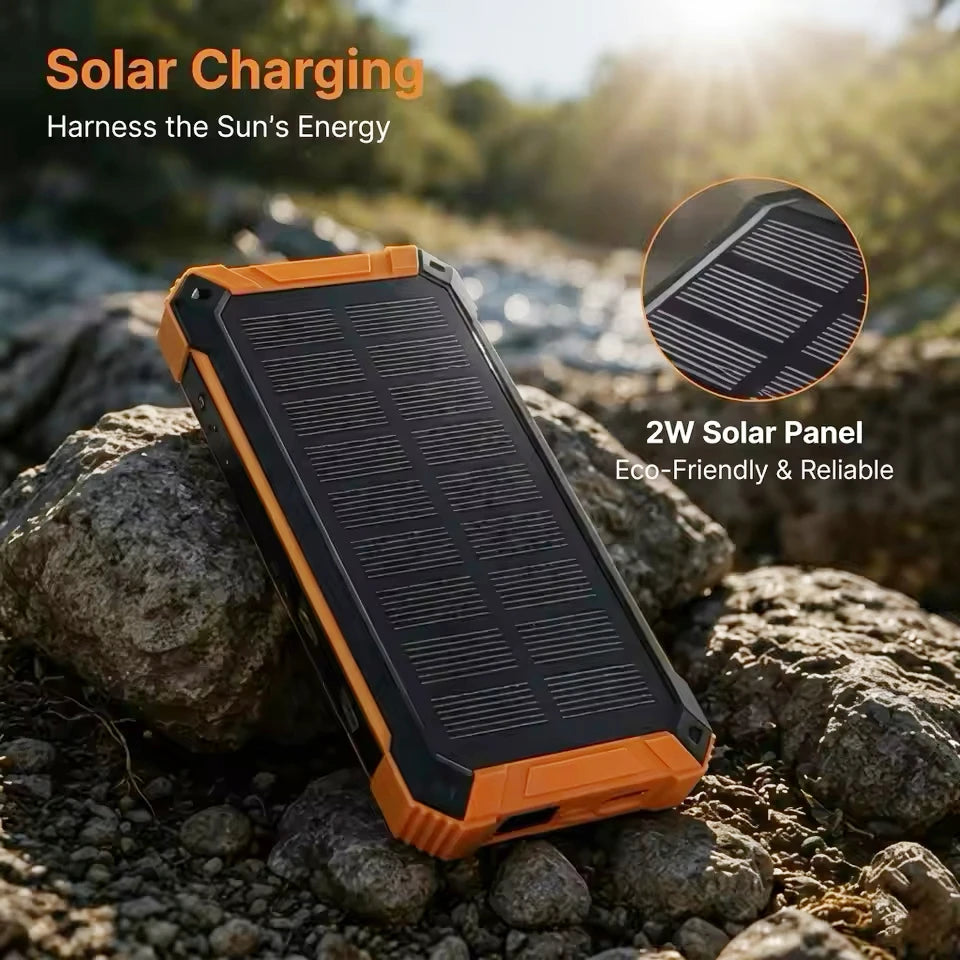 Solar Power Bank Wireless Charger 50,000mAh,Portable Solar Powered USB C Input/Output with Camping Flashlight for Cell Phone