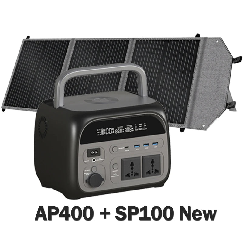 500W 200W Power Station With 100W Solar Panel 18V USB TYPE-C Portable Power Bank 345.6Wh 192Wh Lifepo4 Battery Charging Station
