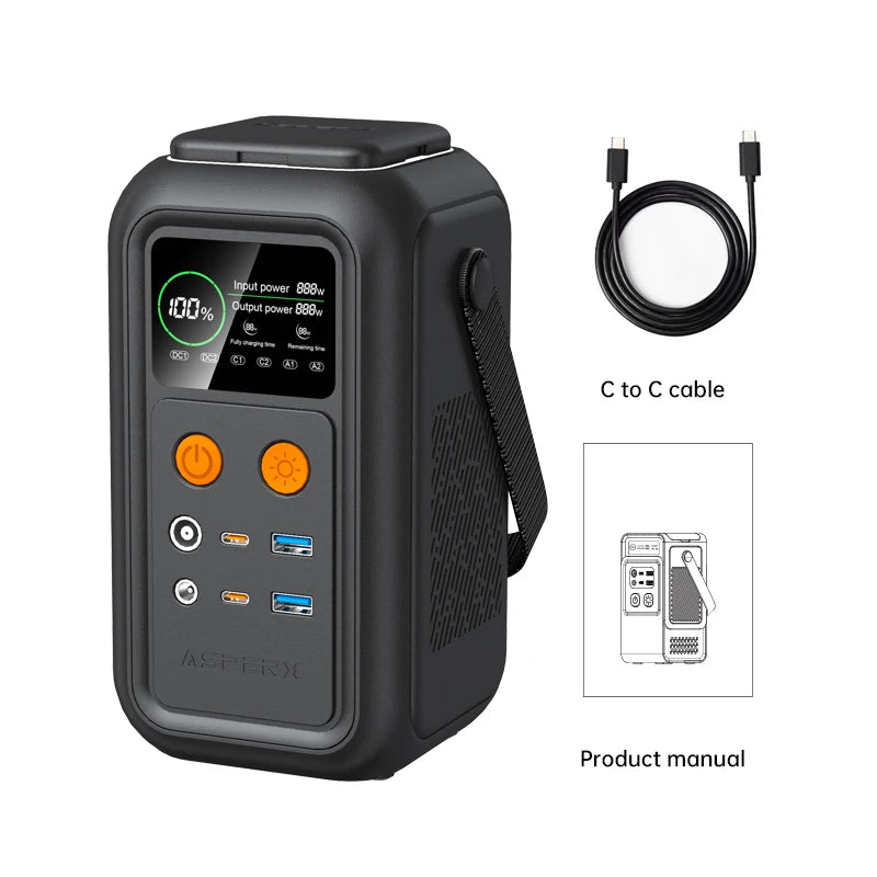 500W 200W Power Station With 100W Solar Panel 18V USB TYPE-C Portable Power Bank 345.6Wh 192Wh Lifepo4 Battery Charging Station