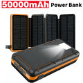 50000mAh Portable Solar Power Bank Fast Charging USB-C/USB-A for IOS Android Outdoor Large Capacity Charger