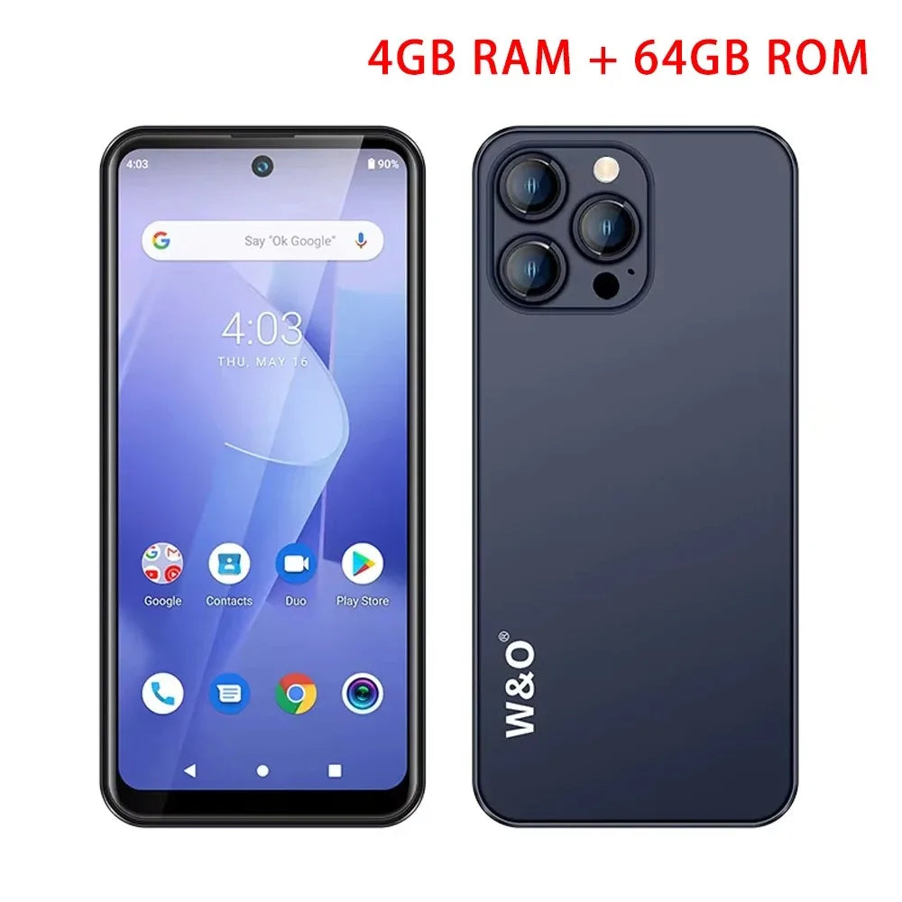 W&O X200 4G Smartphone Android 4GB RAM+64GB ROM Mobile Phone 6.53 Inch Dual SIM 4800mAh Battrey 5+13MP Camera Cell Phone on Sale