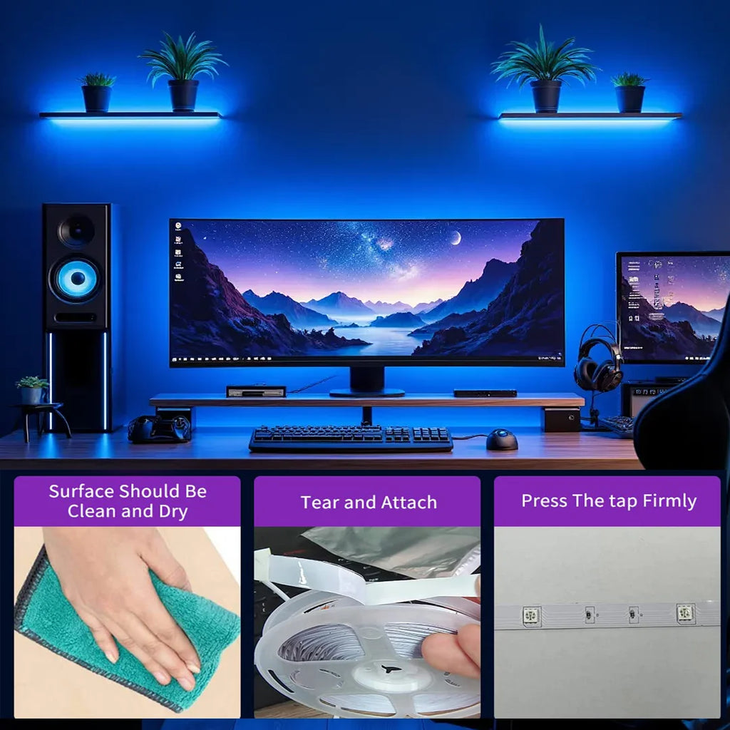3535 RGB LED Strip, USB 5V, 24-Key IR Remote, Dimmable Color-Changing Light for TV, Bedroom & Gaming