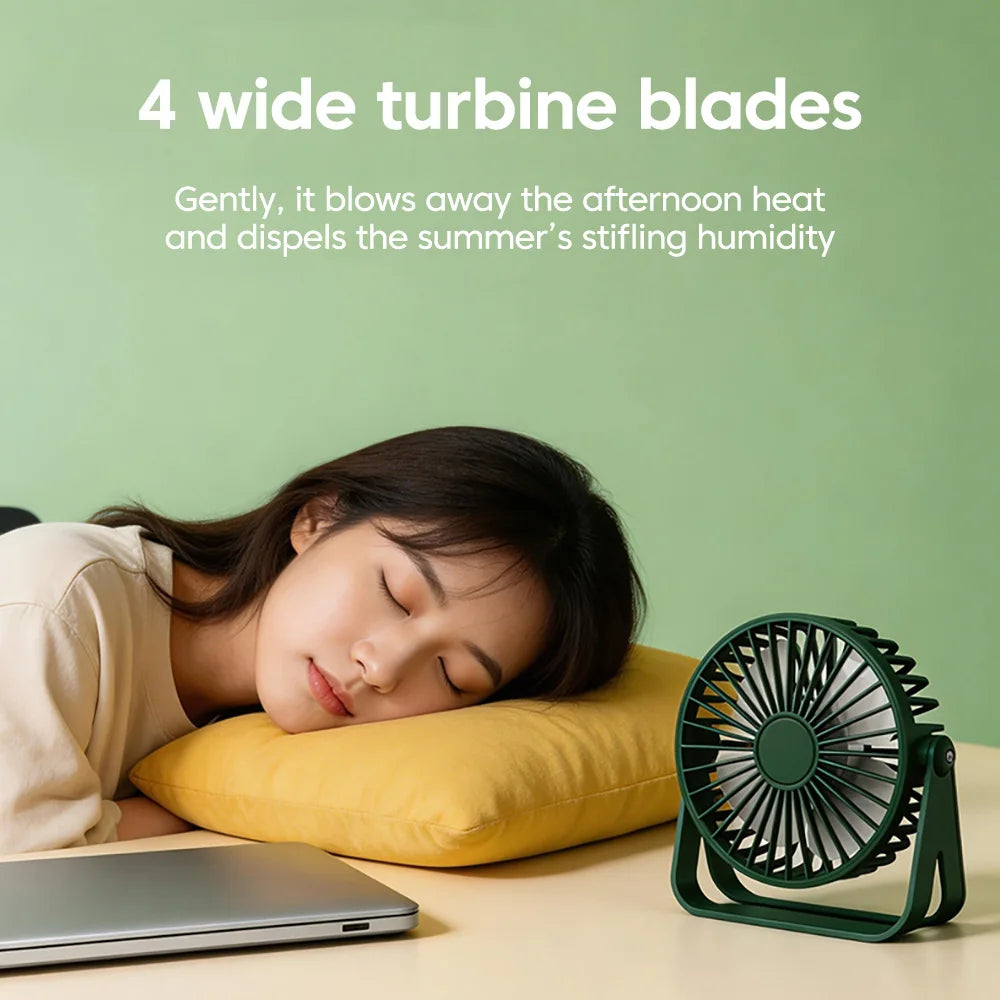 Mini Desktop Fan Nature Breeze USB Rechargeable Cable Small Fan For Student Dormitory Computer Summer Gadget Home Desk Office