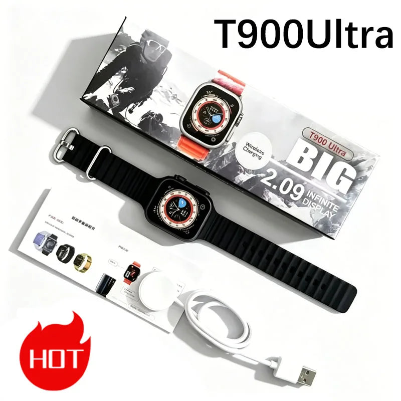 T900 Ultra Smart Watch 2.09" HD Screen 49mm Wireless Charging Bluetooth Call Fitness Smartwatch for Men Women Android IOS ﻿