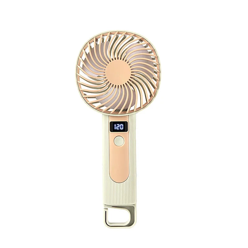 Mini Handheld Fan with Digital Display USB Rechargeable 120 Speed Levels Portable 2 in 1 Desk Fan Personal Cooler
