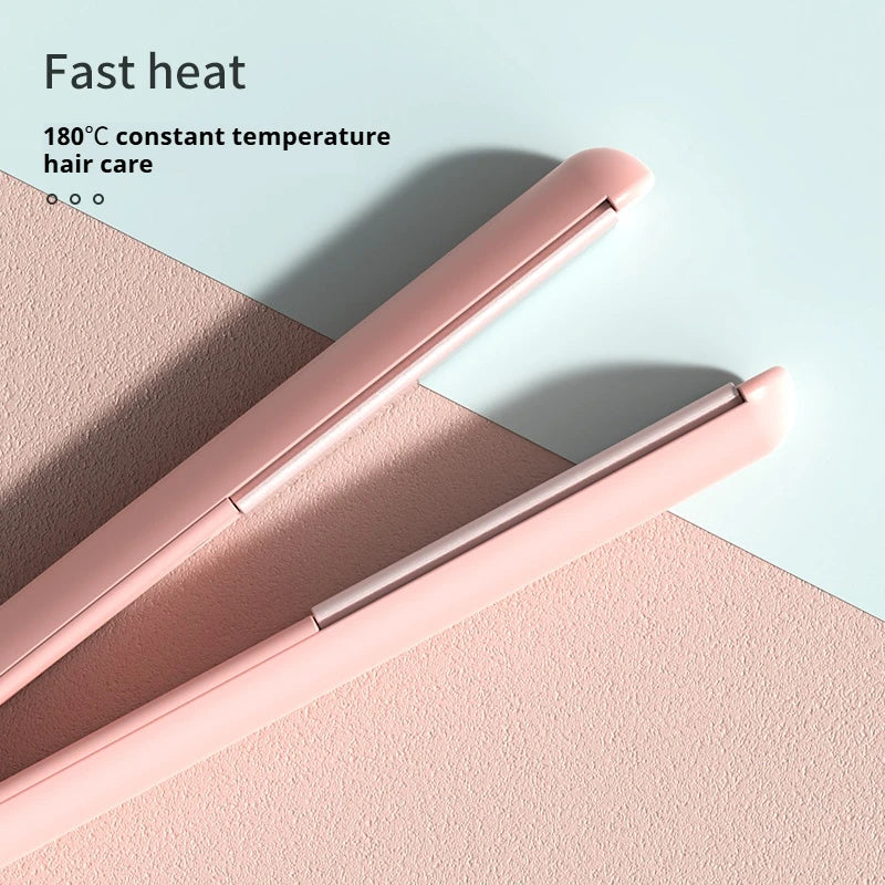 Mini Hair Straightener 2 in 1 Straighten and Curl 25W Low Power Safe Ceramic Coating Anti Scald Portable Travel Flat Iron