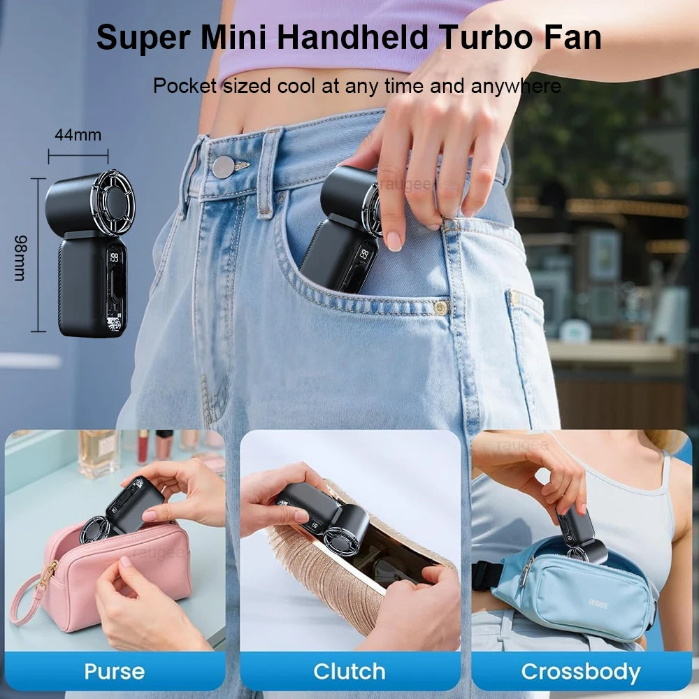 Mini Portable Handheld Fan USB Rechargeable Fan Outdoor Hand Fan with Lanyard Light Small Pocket Personal Fan for Travel Makeup