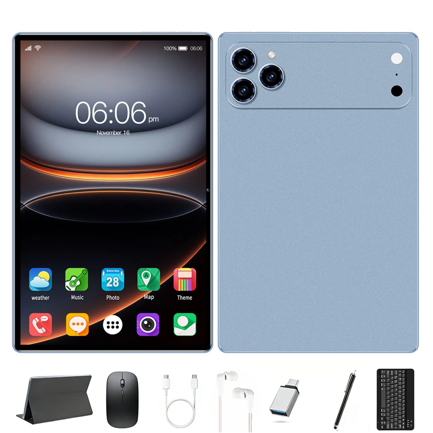 Android 15 tablet, 10.1-inch tablet, 8GB + 256GB, expandable, 2-in-1 tablet with keyboard, protective case, stylus, octa-core