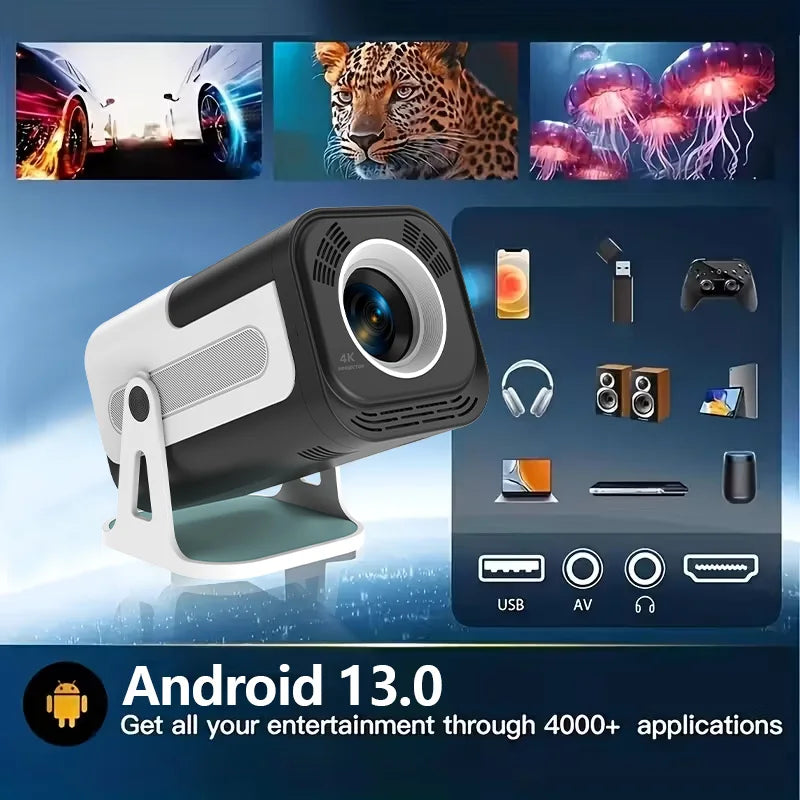 HY320mini Portable Smart Projector 720P 4K Android 13 WiFi6 BT5.0 LCD Outdoor Home Theater USB Projector