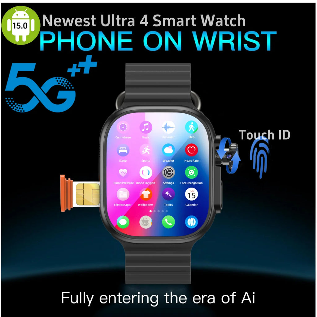 Ultra4 Smartwatch Men WIFI Touch ID NFC Infrared Smartwatch With Rotary Camera Infrared Control TouchID Sim Card Slot Video Call