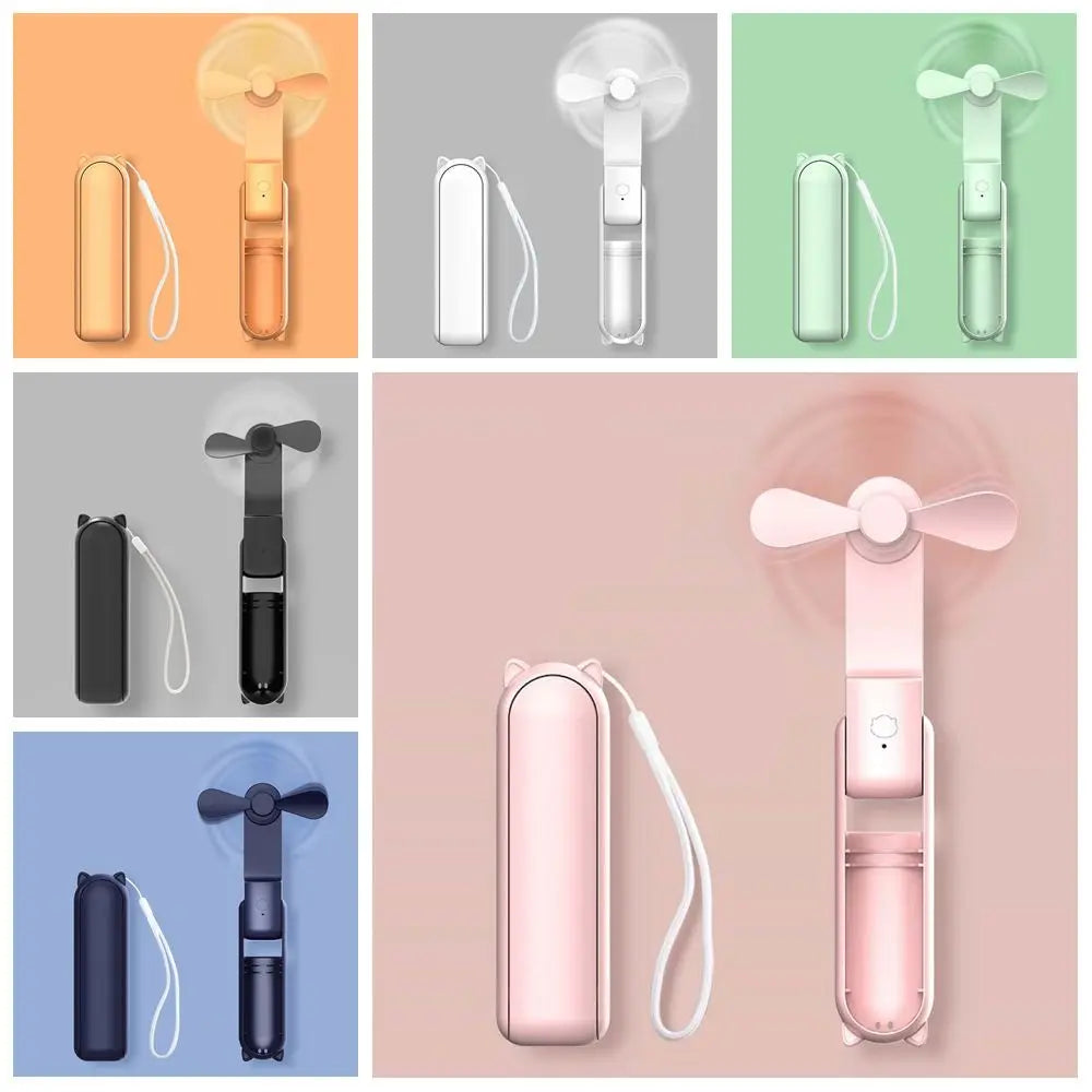 USB Rechargeable Portable Mini Handheld Fan 3 Speed Adjustable Small Pocket Fan Cute 2000mAh Strong Wind Electric Fan Travel