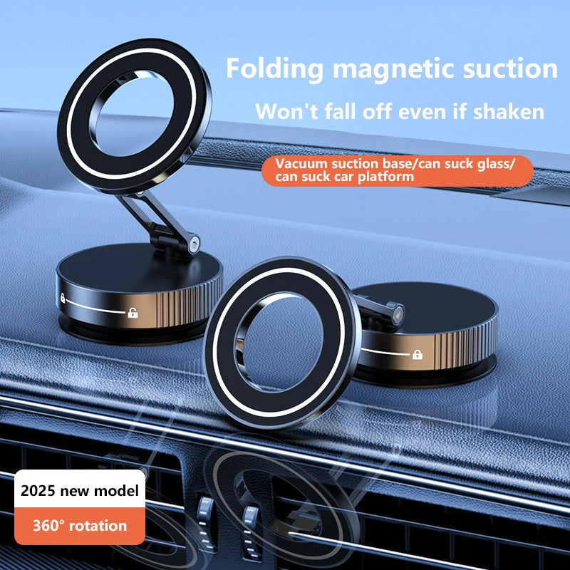 Super Strong Magnetic Phone Holder Foldable Design 360° Adjustable Vacuum Car Mount For Car Desk Bathroom Phone Holder