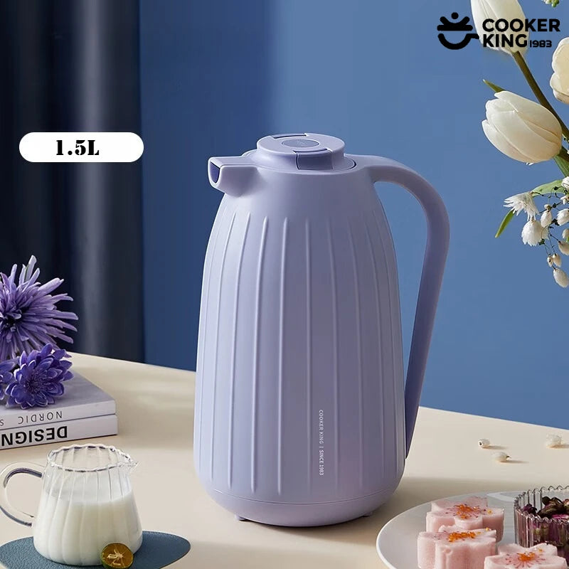 COOKER KING 1.5L Insulated Teapot Red Gallbladder Glass Water Kettle Keep Hot＆Cold Insulation Pot Large Capacity Brew Tea Kettle