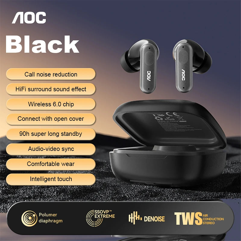 Wireless Bluetooth 6.0 Earbuds with ANC Noise Cancellation, Voice Assistant, Type-C Charging, 13mm Drivers, Music & Game Mode,