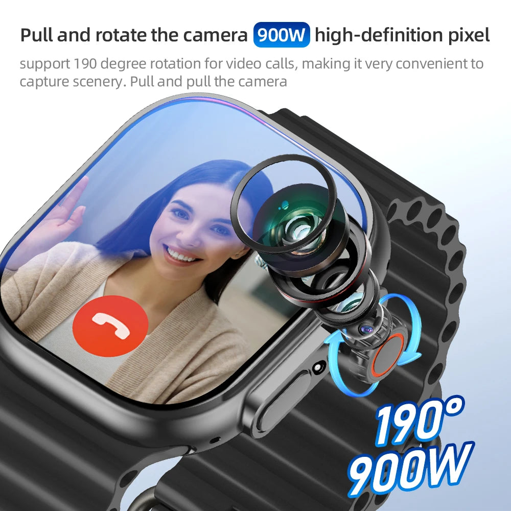 Original Ultra 4 Smart Watch 2.29inch Amoled 4G Smartwatch With 190° Rotary Camera Fingerprint Unlock Sim Card Slot GPS WIFI