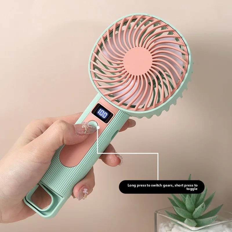 Mini Handheld Fan with Digital Display USB Rechargeable 120 Speed Levels Portable 2 in 1 Desk Fan Personal Cooler