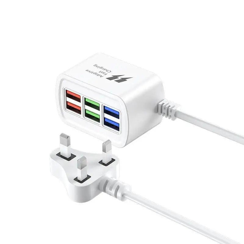 Universal 6 Port USB Charger Power Strip Mobile Phone Charger Wall Adapter Multifunction Electric Socket with 1m Extension Cable