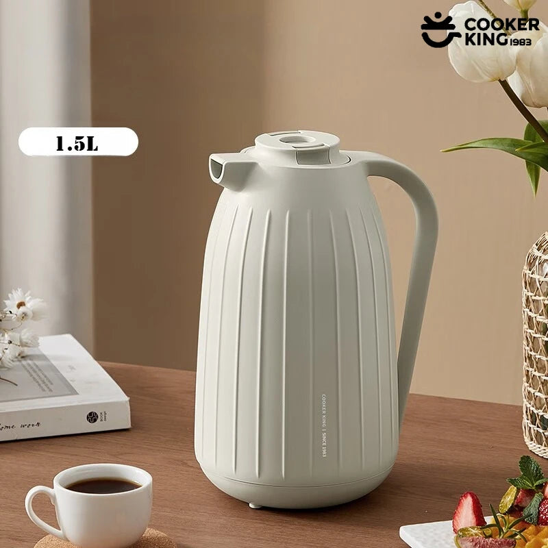 COOKER KING 1.5L Insulated Teapot Red Gallbladder Glass Water Kettle Keep Hot＆Cold Insulation Pot Large Capacity Brew Tea Kettle