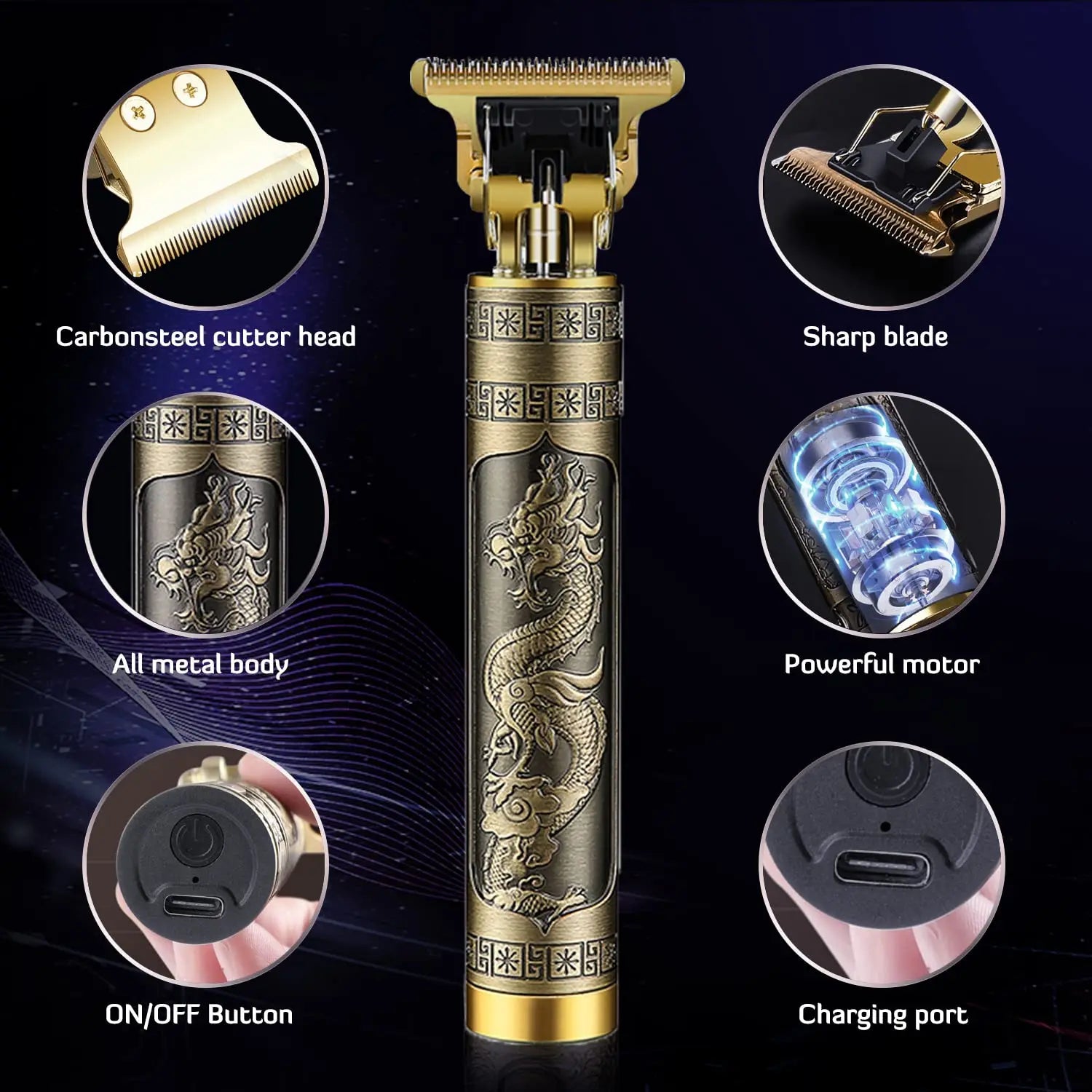 Professional Electric T9 Hair Clipper USB Cordless Beard Trimmer Haircut Grooming Kit Hair Cutting Machine for Stylists