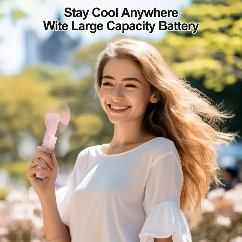 USB charging mini fan, portable small fan, foldable handheld eyelash fan, suitable for office, travel, and outdoor use