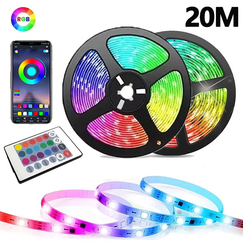 1-30M RGB LED Strip Light 5V USB Bluetooth 24Key Remote Control Flexible Ribbon Color Change LED Lamp Tape For Home Decoration