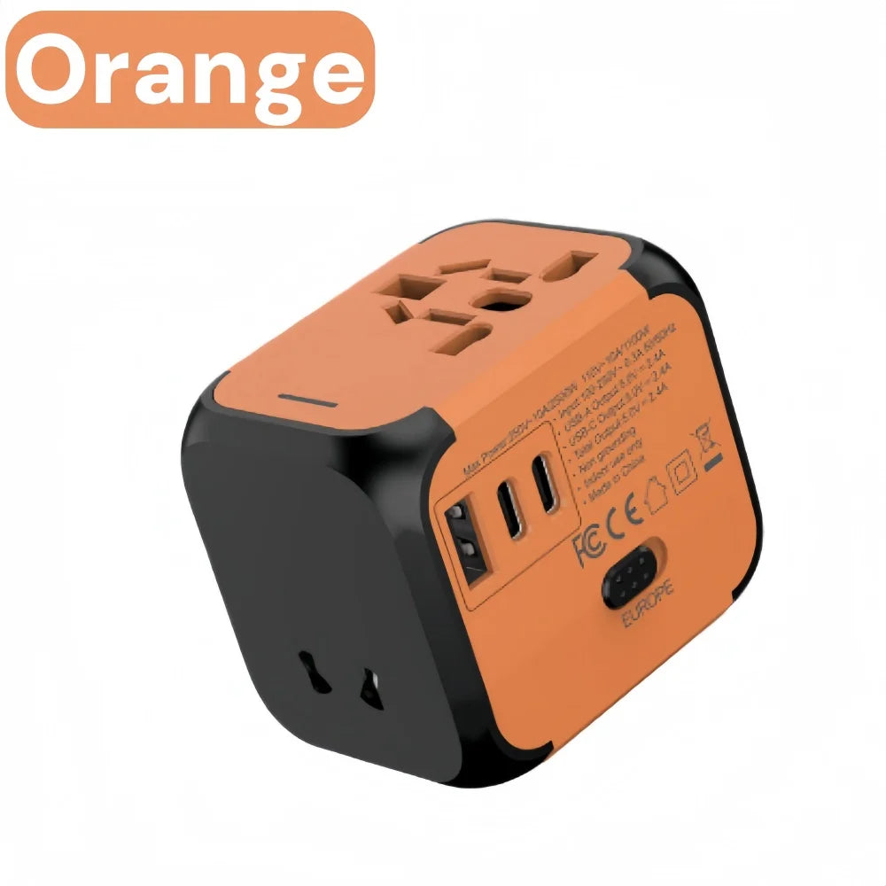 Universal Travel Charger Adapter Plug Adaptor with 2 USB and 1 Type C - Includes US EU UK AU Plugs for International Travel