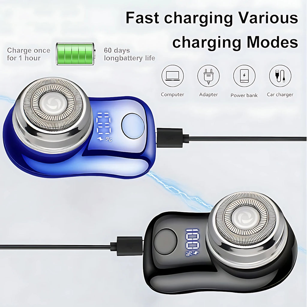 Man Electric Beard Shaver,Stainless Steel Spiral Razor,USB Rechargeable, Net Shaving Function, 1 Level, 1 Razor,Battery Life.