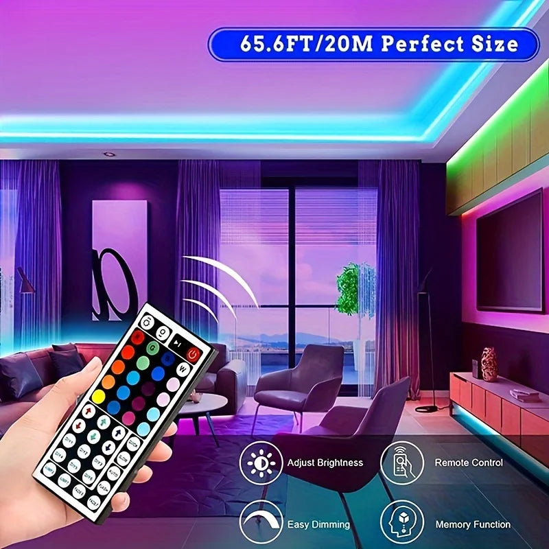 RGB Led Strip Lights 40m 30m 20m 10m 5m Music Sync Led Room Light with APP Control Flexible Ribbon for Room Bedroom Decoration