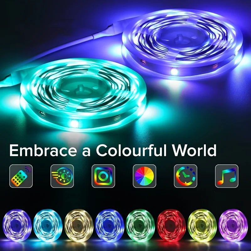 RGB LED Strip Lights 1-20M Led Strip Lighting with Remote Control USB Flexible Ribbon Luces Led for Room Decoration TV Backlight