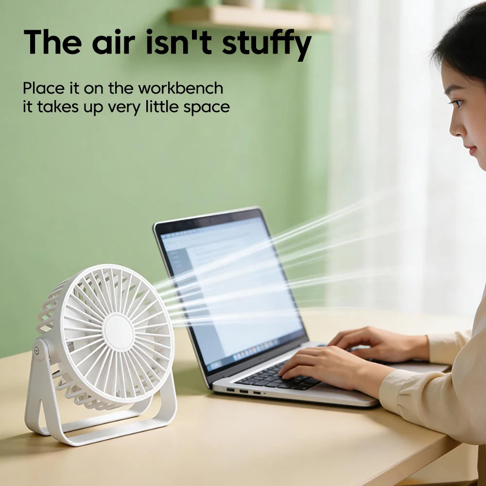 Mini Desktop Fan Nature Breeze USB Rechargeable Cable Small Fan For Student Dormitory Computer Summer Gadget Home Desk Office